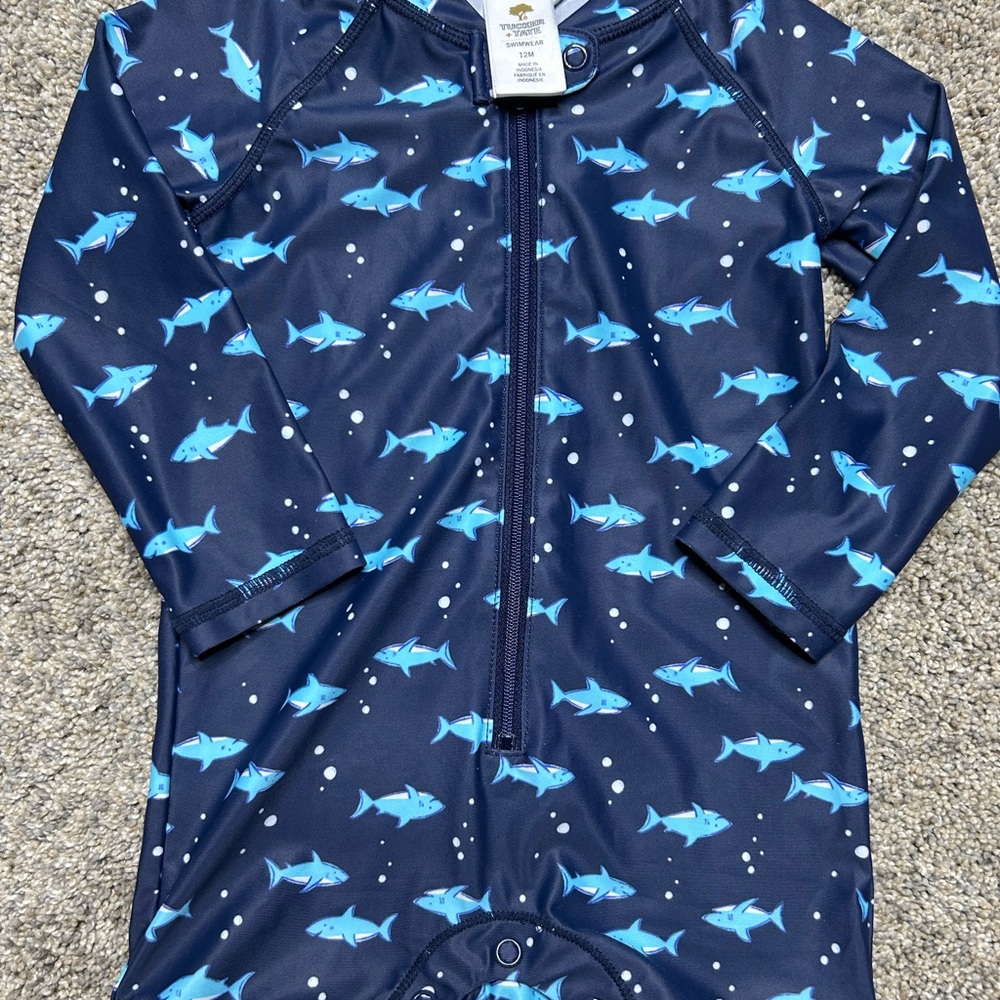 Tucker + Tate Baby Shark Print Swimsuit | Size 12M